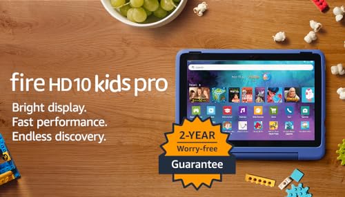 Amazon Fire HD 10 Kids Pro tablet (newest gen)| ages 6–12, long battery life, includes ads-free books, games, apps and videos that children love, 10.1" brilliant screen, parental controls, 32GB