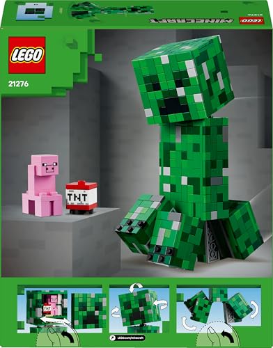 LEGO Minecraft The Creeper Toy - Posable Mob Figure incl. a Hidden Compartment with a Pig & TNT Element - Gaming Gift for 10+ Year Old Boys, Girls & Teenage Fans - 21276