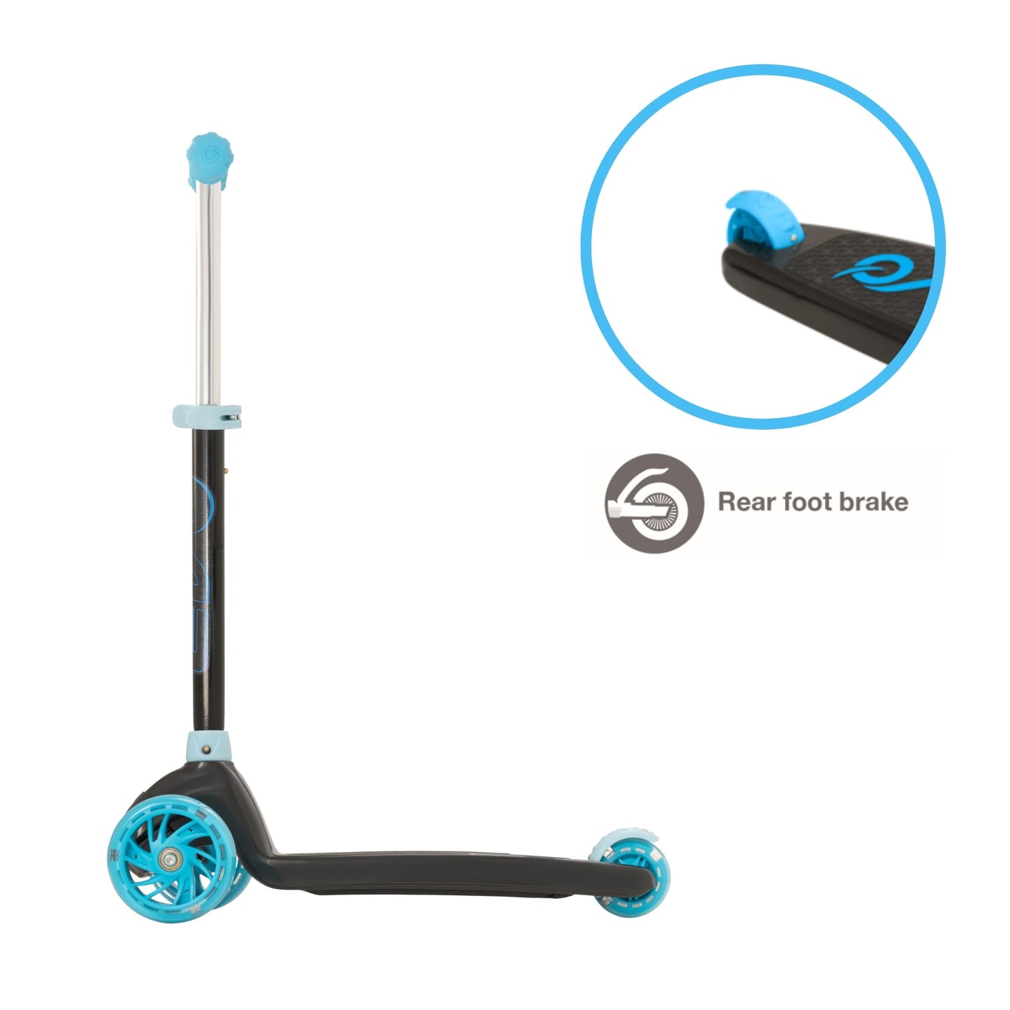 EVO Eclipse Light-Up 3-Wheel Kick Scooter for Kids Ages 3–12 | Adjustable Handlebar Push Ride-On with LED Wheels | Foldable Scooter for Boys & Girls – Blue