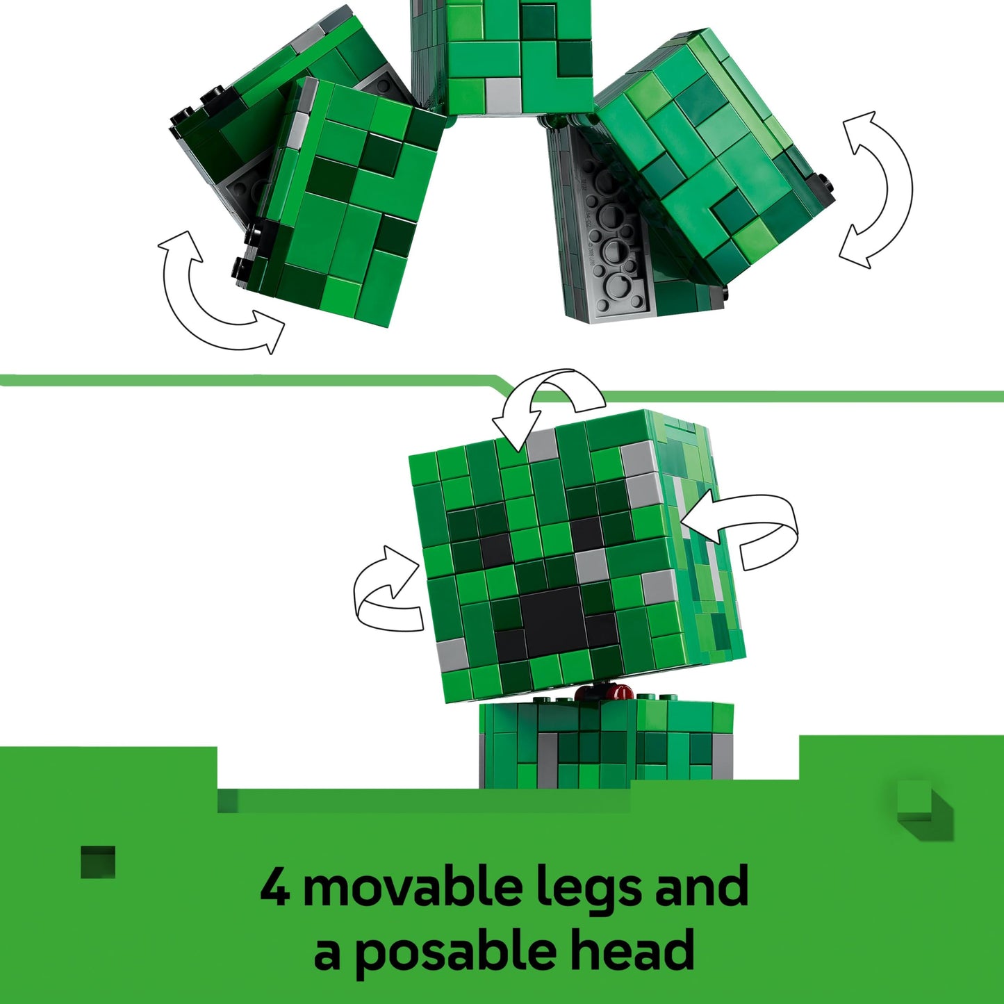 LEGO Minecraft The Creeper Toy - Posable Mob Figure incl. a Hidden Compartment with a Pig & TNT Element - Gaming Gift for 10+ Year Old Boys, Girls & Teenage Fans - 21276