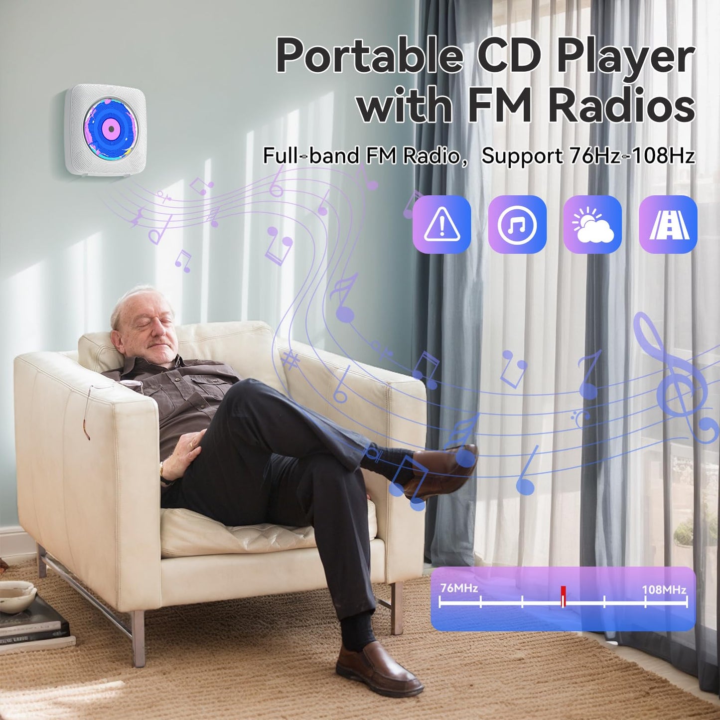 CD Player Portable: Kegaudio CD Players for Home with Speakers & Bluetooth & Remote Control & Removable Dust Cover Desktop & Wall Mounted CD Player with Radio Support USB/AUX Playback Headphone jack