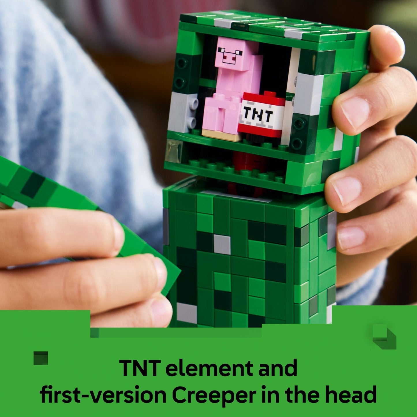 LEGO Minecraft The Creeper Toy - Posable Mob Figure incl. a Hidden Compartment with a Pig & TNT Element - Gaming Gift for 10+ Year Old Boys, Girls & Teenage Fans - 21276