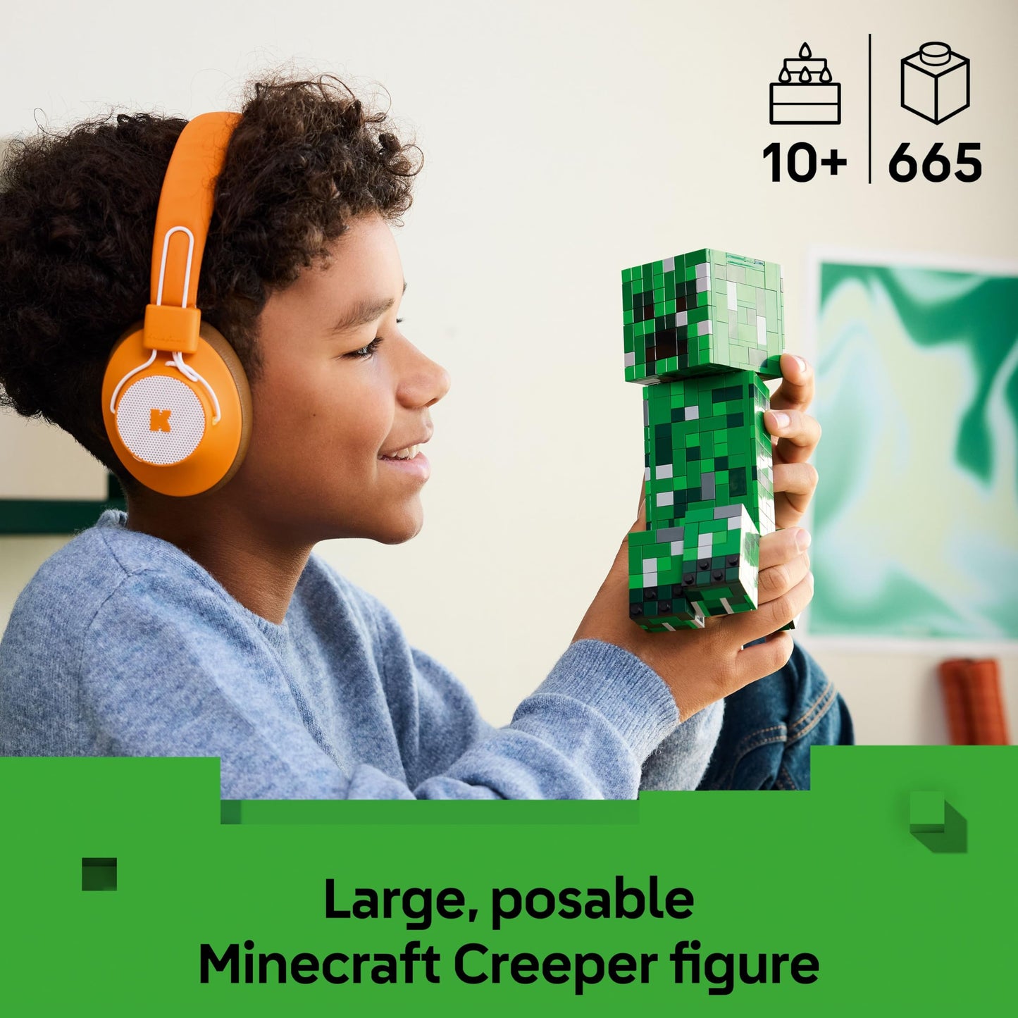 LEGO Minecraft The Creeper Toy - Posable Mob Figure incl. a Hidden Compartment with a Pig & TNT Element - Gaming Gift for 10+ Year Old Boys, Girls & Teenage Fans - 21276