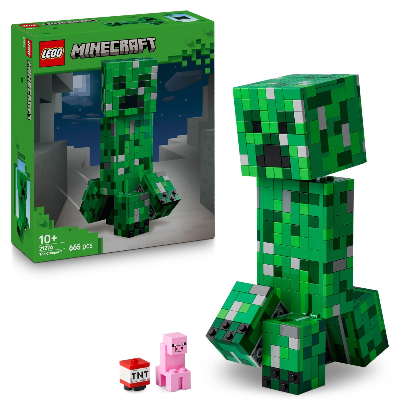 LEGO Minecraft The Creeper Toy - Posable Mob Figure incl. a Hidden Compartment with a Pig & TNT Element - Gaming Gift for 10+ Year Old Boys, Girls & Teenage Fans - 21276