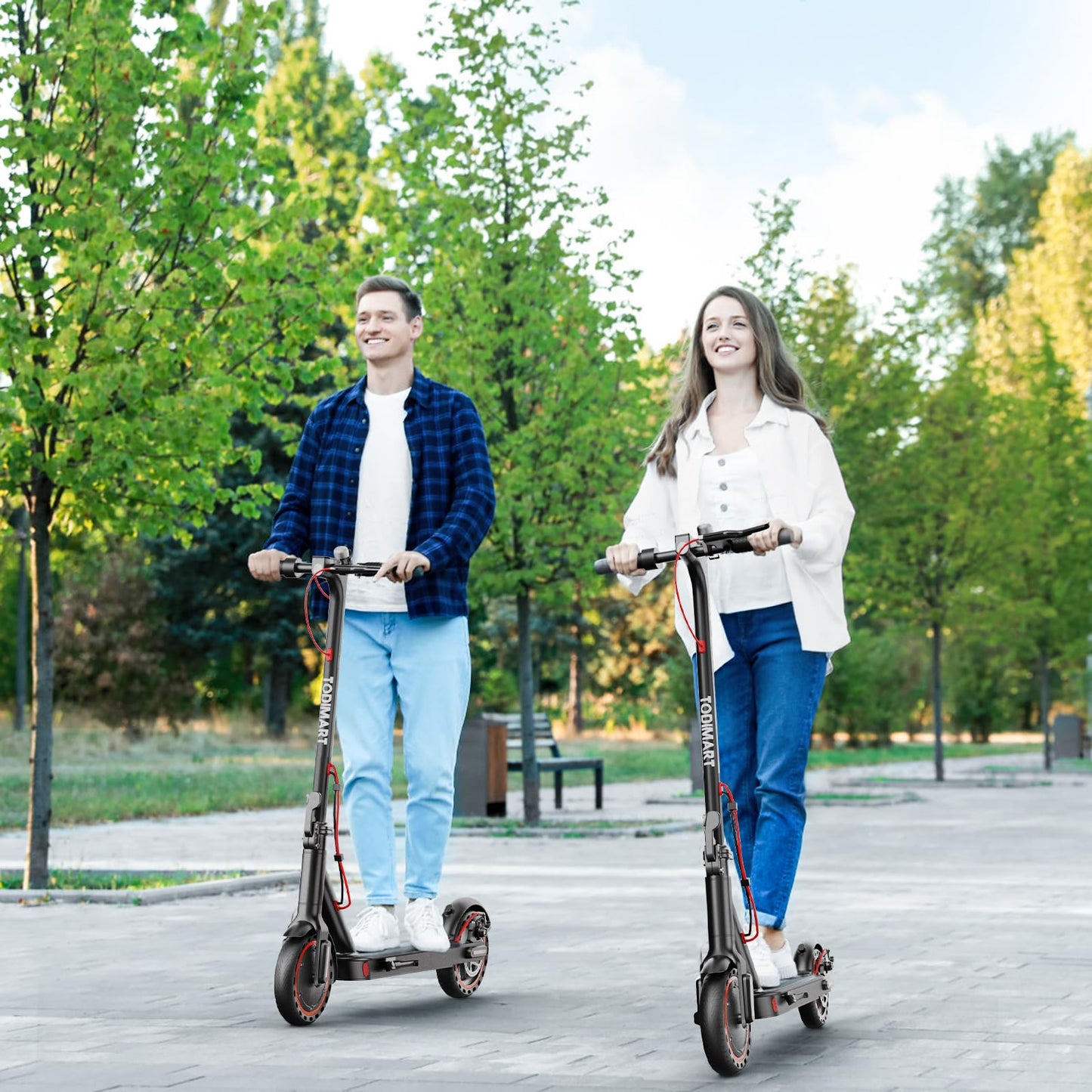 Electric Scooter Adult, 8.5" Ultra Light Electric Scooters for Adults and Teens, 30km Range, 36V 7.8Ah Battery, 350W Motor, 3 Speed Mode, TODIMART T3 Foldable E Scooter-Upgraded Black