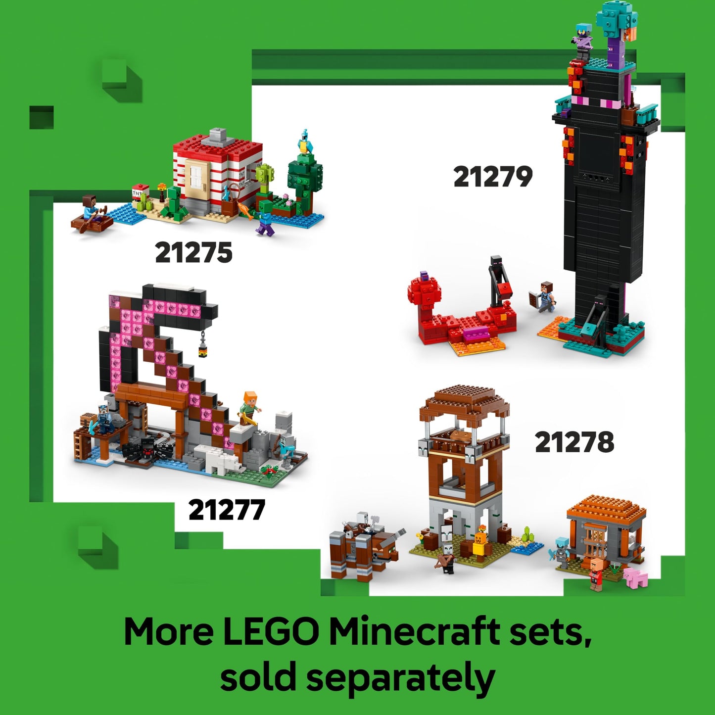 LEGO Minecraft The Creeper Toy - Posable Mob Figure incl. a Hidden Compartment with a Pig & TNT Element - Gaming Gift for 10+ Year Old Boys, Girls & Teenage Fans - 21276